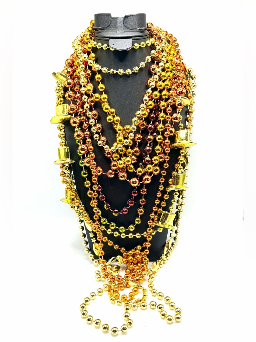 Party Beads! Necklaces; 10 strand lot, in Gold & Copper Colors!